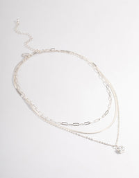 Silver Plated Square Cubic Zirconia Drop Chain Necklace - link has visual effect only