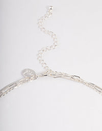 Silver Plated Square Cubic Zirconia Drop Chain Necklace - link has visual effect only