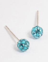 Sterling Silver Blue Pave Ball Stud Earrings - link has visual effect only