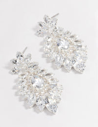 Silver Plated Cubic Zirconia Marquise Statement Drop Earrings - link has visual effect only