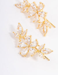 Gold Plated Cubic Zirconia Flower Clawler Stud Earrings - link has visual effect only