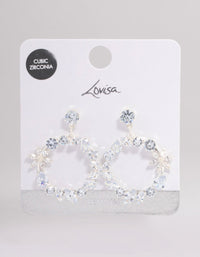 Silver Plated Cubic Zirconia Circle Stud Drop Earrings - link has visual effect only