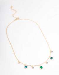 Gold Pear Stone Square Necklace - link has visual effect only