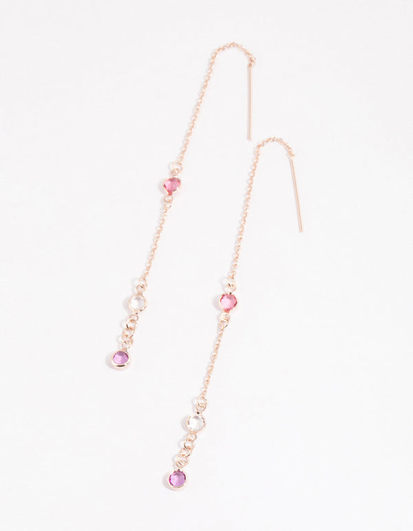 Rose Gold Circle Thread Through Earrings