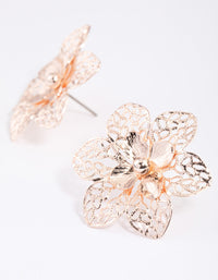 Rose Gold Filigree Flower Stud Earrings - link has visual effect only