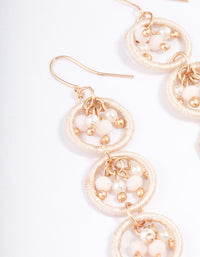 Gold Loop Link Pearly Drop Earrings - link has visual effect only