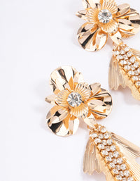 Gold Flower Petal Cupchain Drop Earrings - link has visual effect only