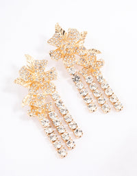 Gold Statement Diamante Flower Drop Earrings - link has visual effect only