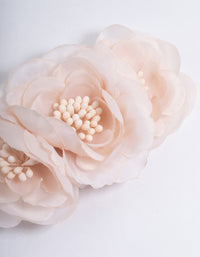 Cream Fabric Trio Flower Corsage - link has visual effect only