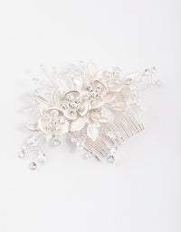 Silver Cubic Zirconia Floral Burst Hair Comb - link has visual effect only