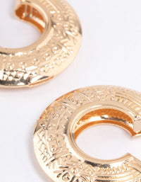 Gold Hollow Boho Textured Hoop Earrings - link has visual effect only