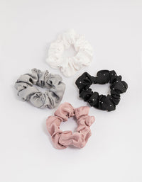 Fabric Mixed Diamante Scrunchie  4-Pack - link has visual effect only