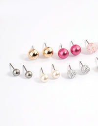 Pink Multi Ball & Beaded Earrings 8-Pack - link has visual effect only