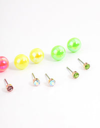 Bright Mixed Diamante & Ball Earrings 8-Pack - link has visual effect only