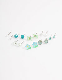 Teal Ball & Garden Earrings 8-Pack - link has visual effect only