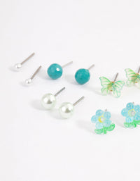 Teal Ball & Garden Earrings 8-Pack - link has visual effect only