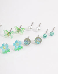 Teal Ball & Garden Earrings 8-Pack - link has visual effect only