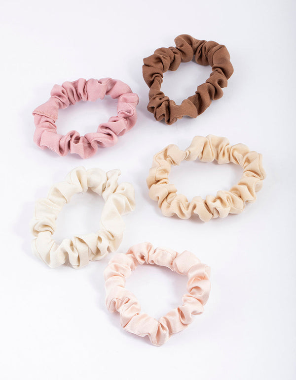 Fabric Thin Satin Scrunchie 5-Pack