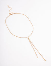 Gold Double Row Dainty Y-Shape Necklace - link has visual effect only