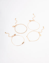 Gold Ball Diamante Chain Bracelet 4-Pack - link has visual effect only