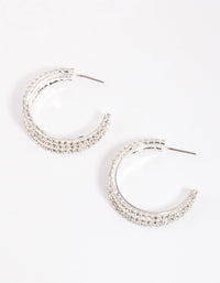 Silver Triple Illusion Mini Hoop Earrings - link has visual effect only