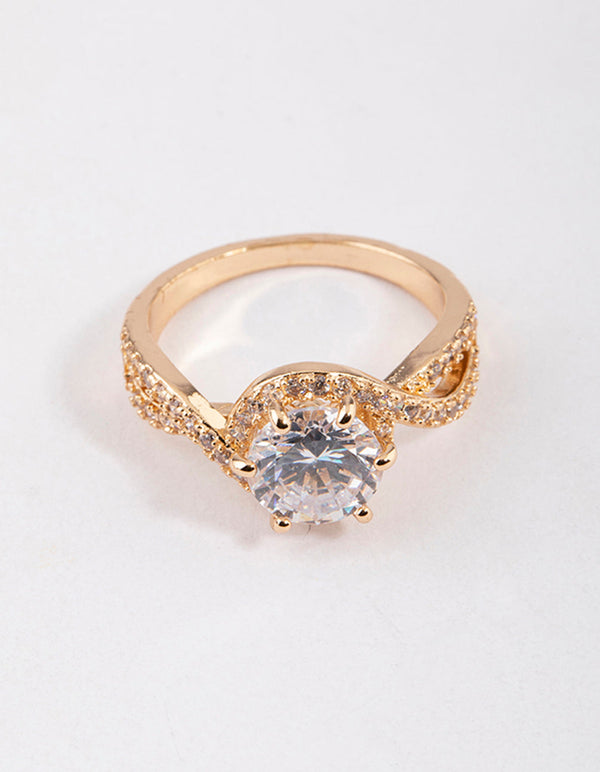 Gold round diamond engagement on sale rings