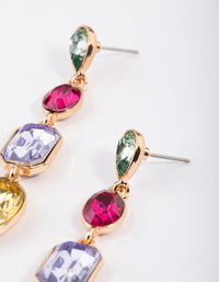 Gold Multi Crystal Drop Earrings - link has visual effect only