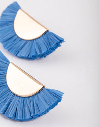 Blue Raffia Fan Stud Earrings - link has visual effect only