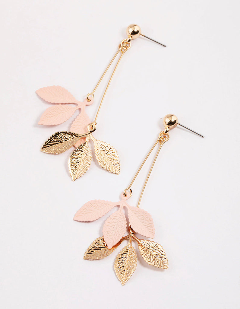 Pink Multi Leaf Stick Drop Earrings - Lovisa