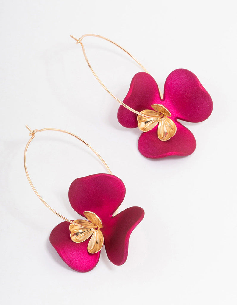 Pink Flower Petal Hoop Earrings - Lovisa