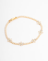 Gold Plated Flower Cupchain Tennis Bracelet - link has visual effect only