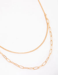 Gold Curb & Cable Layered Necklace - link has visual effect only