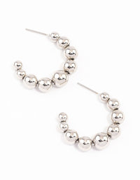 Rhodium Chunky Ball Hoop Earrings - link has visual effect only