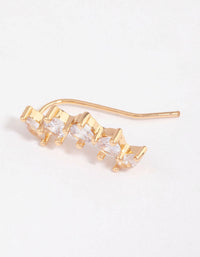 Gold Cubic Zirconia Circle & Navette Crawler Earrings - link has visual effect only