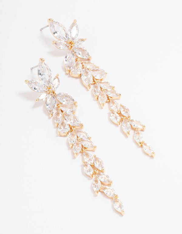 Gold Graduating Cubic Zirconia Drop Earrings