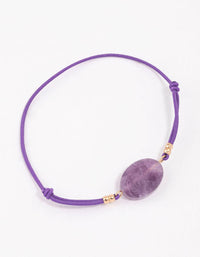 Fabric Large Semi-Precious Stone Pendant Bracelet - link has visual effect only