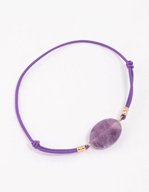 Fabric Large Semi-Precious Stone Pendant Bracelet