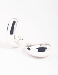 Silver Plated Brass Bold Wide Hoop Earrings - link has visual effect only