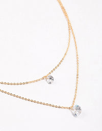 Gold Double Row Cubic Zirconia Necklace & Polishing Set - link has visual effect only