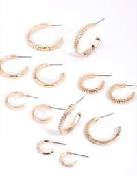 Gold Multi Hoop Earrings 6-Pack - link has visual effect only