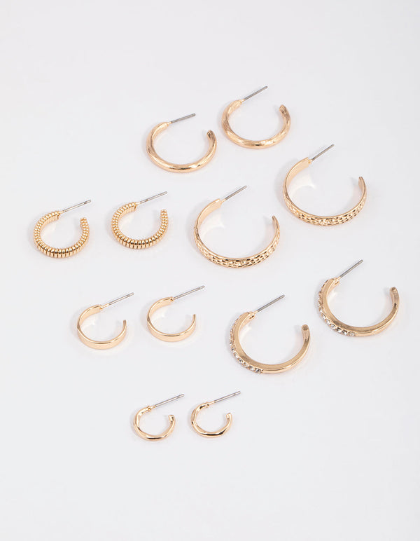 Gold Multi Hoop Earrings 6-Pack