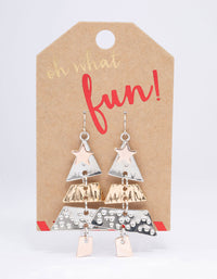 Mixed Metal Christmas Tree Drop Earrings - link has visual effect only