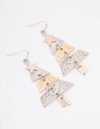 Mixed Metal Christmas Tree Drop Earrings - link has visual effect only