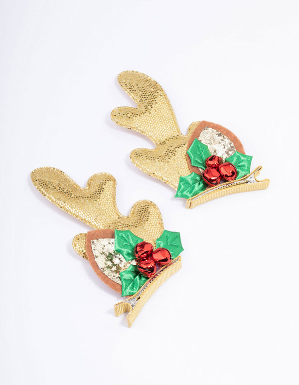 Mixed Glitter Reindeer Hair Clip Pack