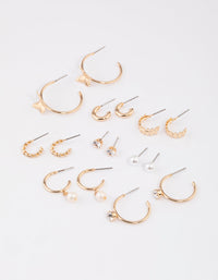 Gold Diamante & Pearl Butterfly Earrings 8-Pack - link has visual effect only