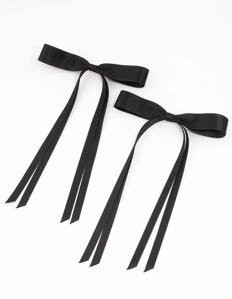 Black Fabric Wide Skinny Hair Bows Pack - Lovisa