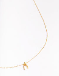 Gold Plated Sterling Silver Wishbone Pendant Necklace - link has visual effect only