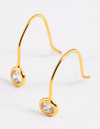Gold Plated Sterling Silver Encased Cubic Zirconia Drop Earrings - link has visual effect only