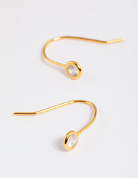 Gold Plated Sterling Silver Encased Cubic Zirconia Drop Earrings - link has visual effect only